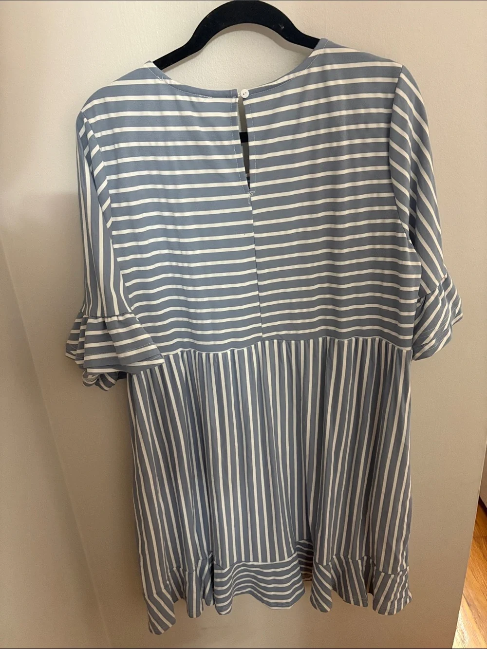 Blue and White Striped Women’s Swing Dress - Picture 2 of 4
